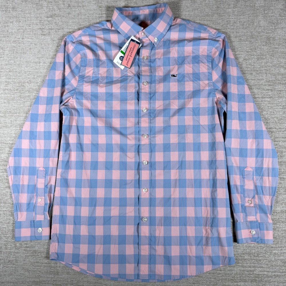 NEW 3 PACK Vineyard Vines Button Up L/S Boys L Multicolor Gingham Plaid Stretch - Picture 4 of 16